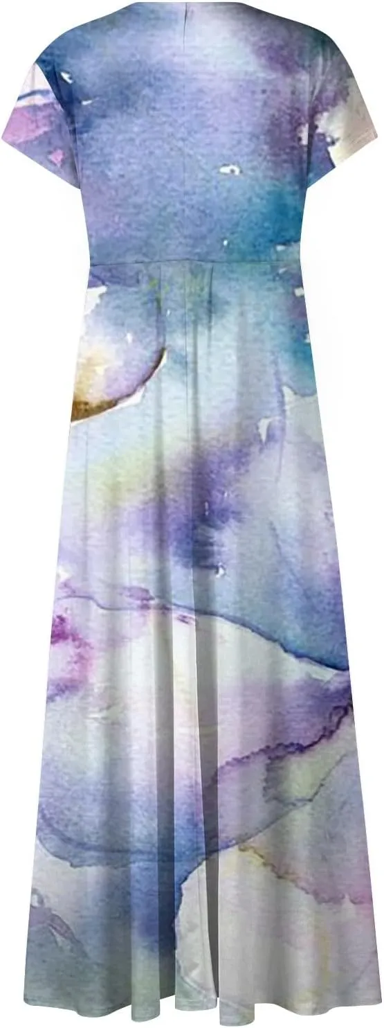 Womens Summer Maxi Dress Chiffon Loose Fit Swing Daily Solid Color 2025 Mature Casual Outdoor Slim Party Dresses