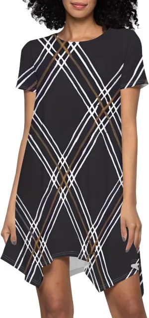 Womens Summer Midi Dress Casual Floral Print Loose T-Shirt Short Sleeve A-Line Dresses Plus Size Flowy Boho Sundress