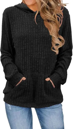 Womens Sweatshirt 2024 Oversized Hoodies Long Sleeve Shirts Kangaroo Pocket Fashion Knit Hoodies Fall Pullover Sweatshirts