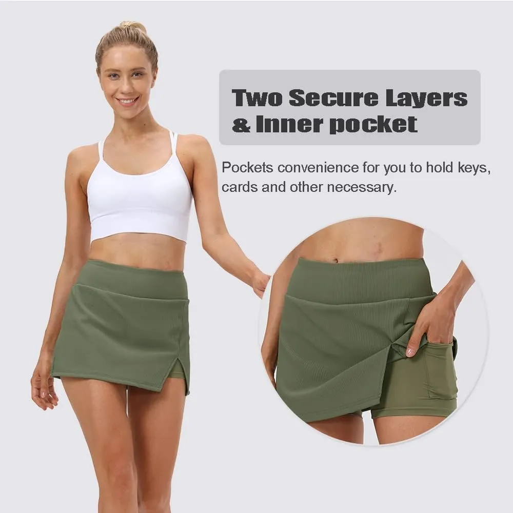 Women's Tennis Skirt Cute Golf Short Mini Skirt Skort Split Hem Bodycon Pencil Skirts for Workout Sports Athletic
