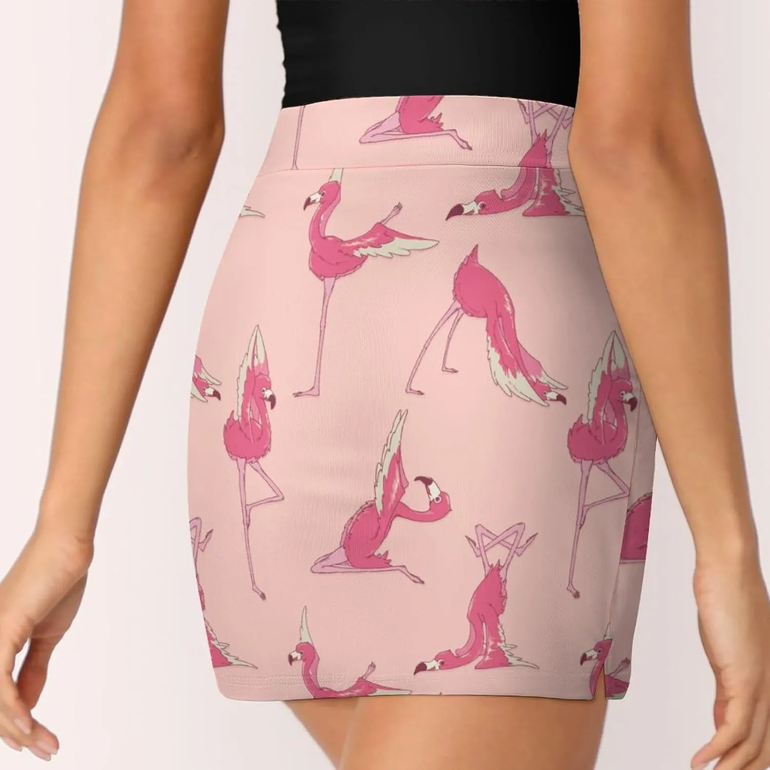 Womens Tennis Skirts Flamingo Yoga High Waisted Athletic Golf Skorts with Shorts Pockets for Running Sports