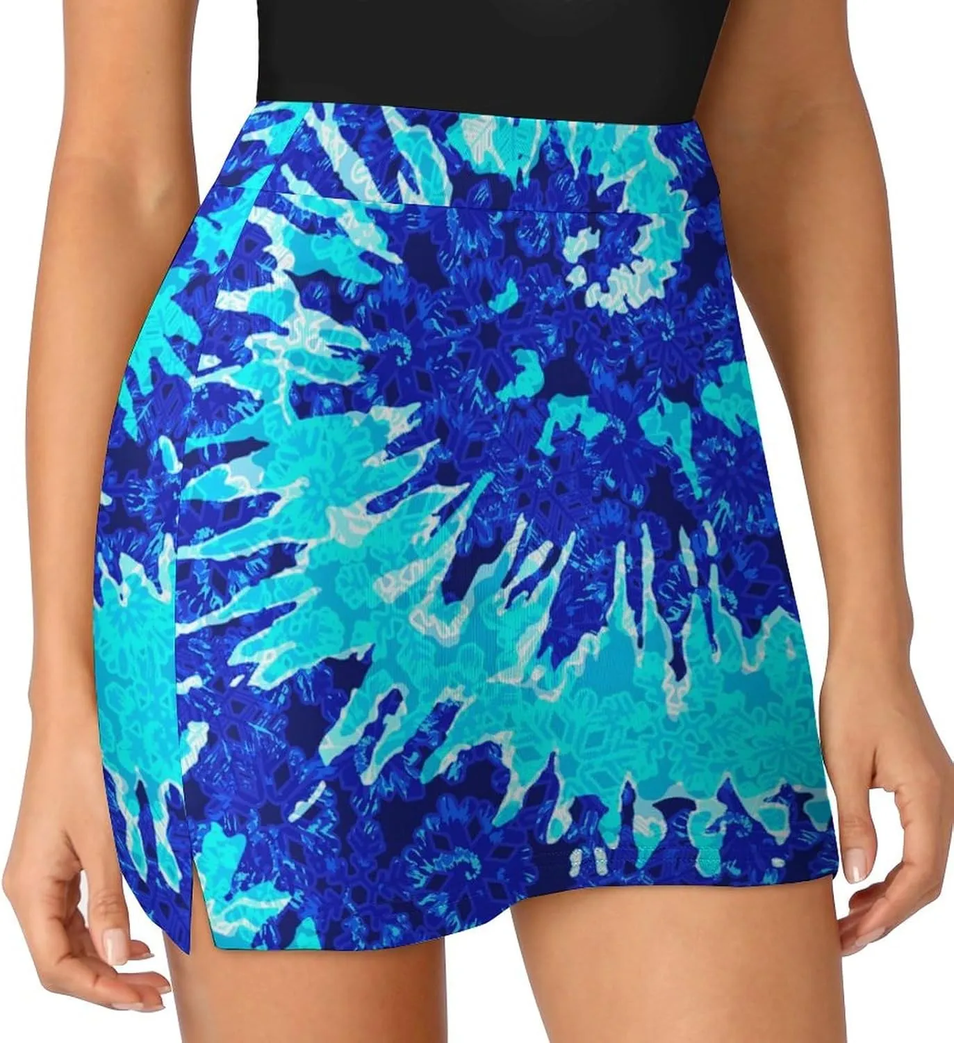 Womens Tennis Skirts Tie Dye High Waisted Athletic Golf Skorts with Shorts Pockets for Running Sports