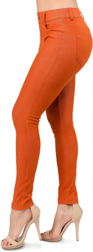 Ylluo Women's Jeggings with Pockets - Skinny Fit Denim Look - High Waisted Stretchy Pull On Pants - Full-Length & Capri
