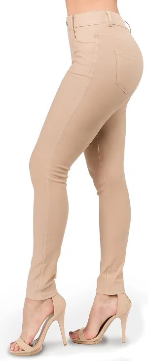 Ylluo Women's Jeggings with Pockets - Skinny Fit Denim Look - High Waisted Stretchy Pull On Pants - Full-Length & Capri