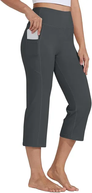 Yoga Capris with Pockets for Women Summer 2025 Dressy Casual Pants Stretch Lightweight High Waist Lounge Trousers
