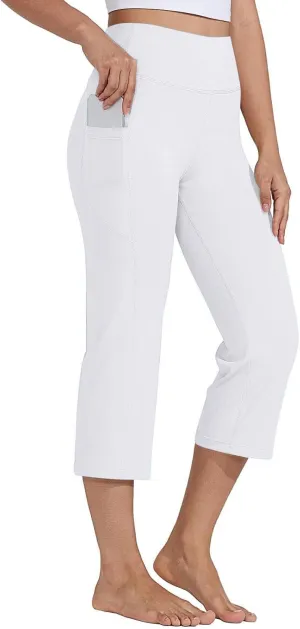 Yoga Capris with Pockets for Women Summer 2025 Dressy Casual Pants Stretch Lightweight High Waist Lounge Trousers